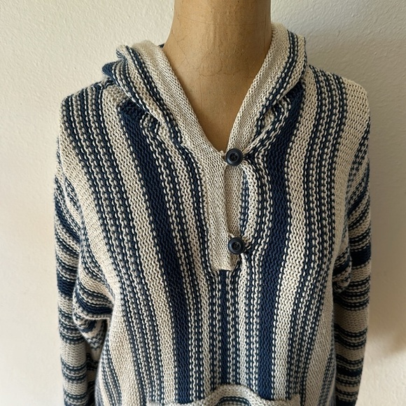 Outerknown sz XS blue white knit pullover hoodie puma cotton great condition - Picture 2 of 8